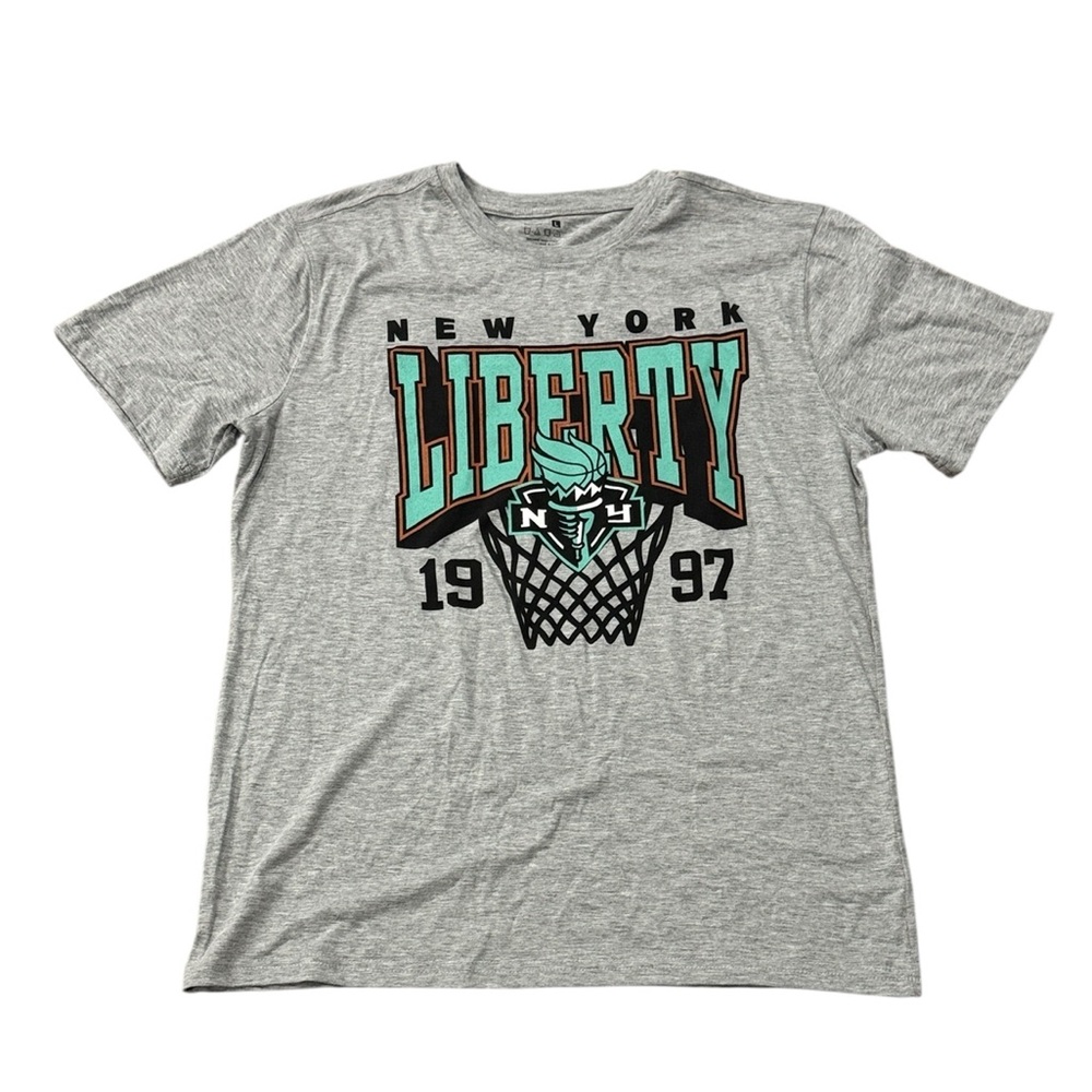 New York Liberty Basketball WNBA Short Sleeve T-Shirt Gray Graphic Tee Large